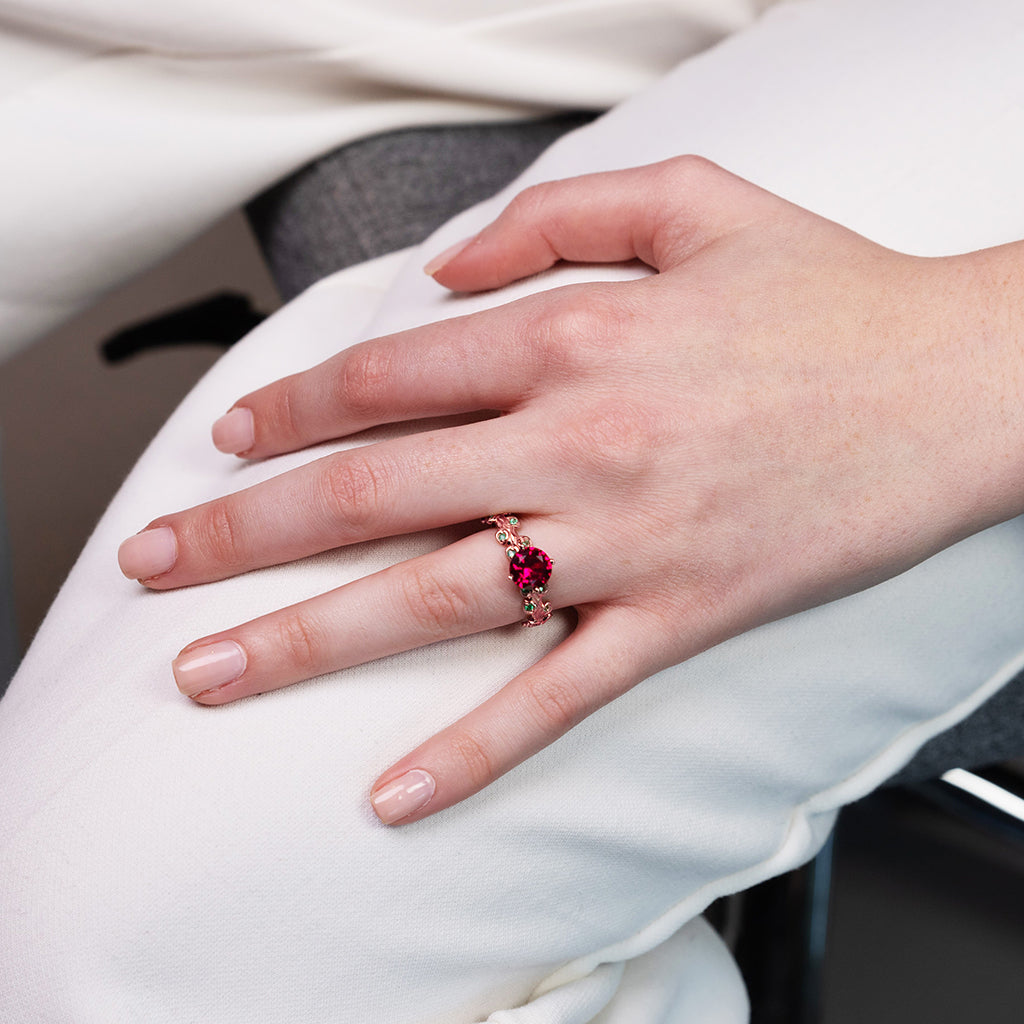 2 carat Rose Gold Black Diamond Engagement Ring Leaves All Around - Sydney